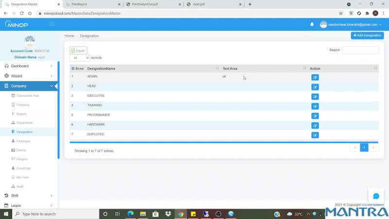 Minop Company Module Info